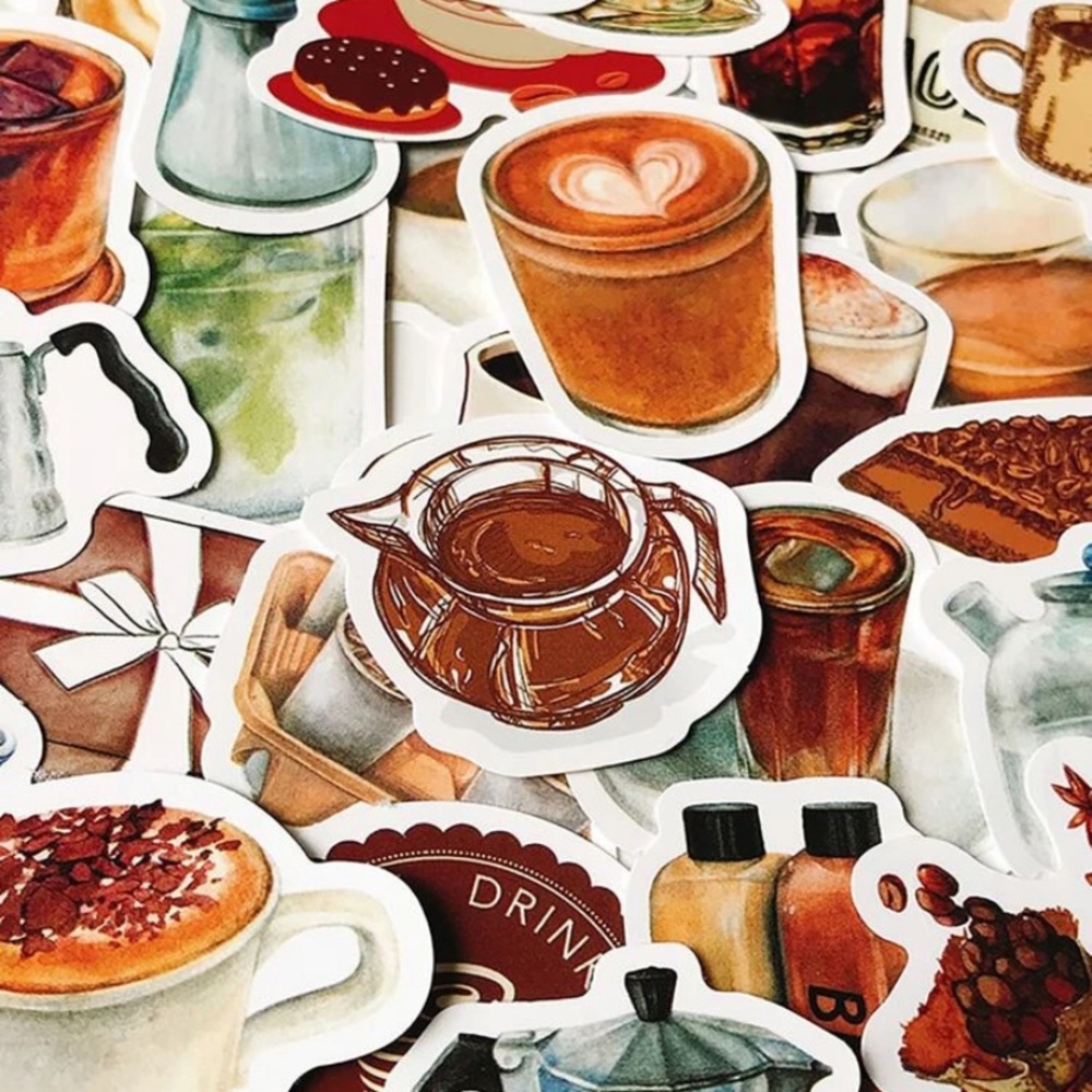 40 Random Coffee Pattern Stickers - Picture 9 of 10
